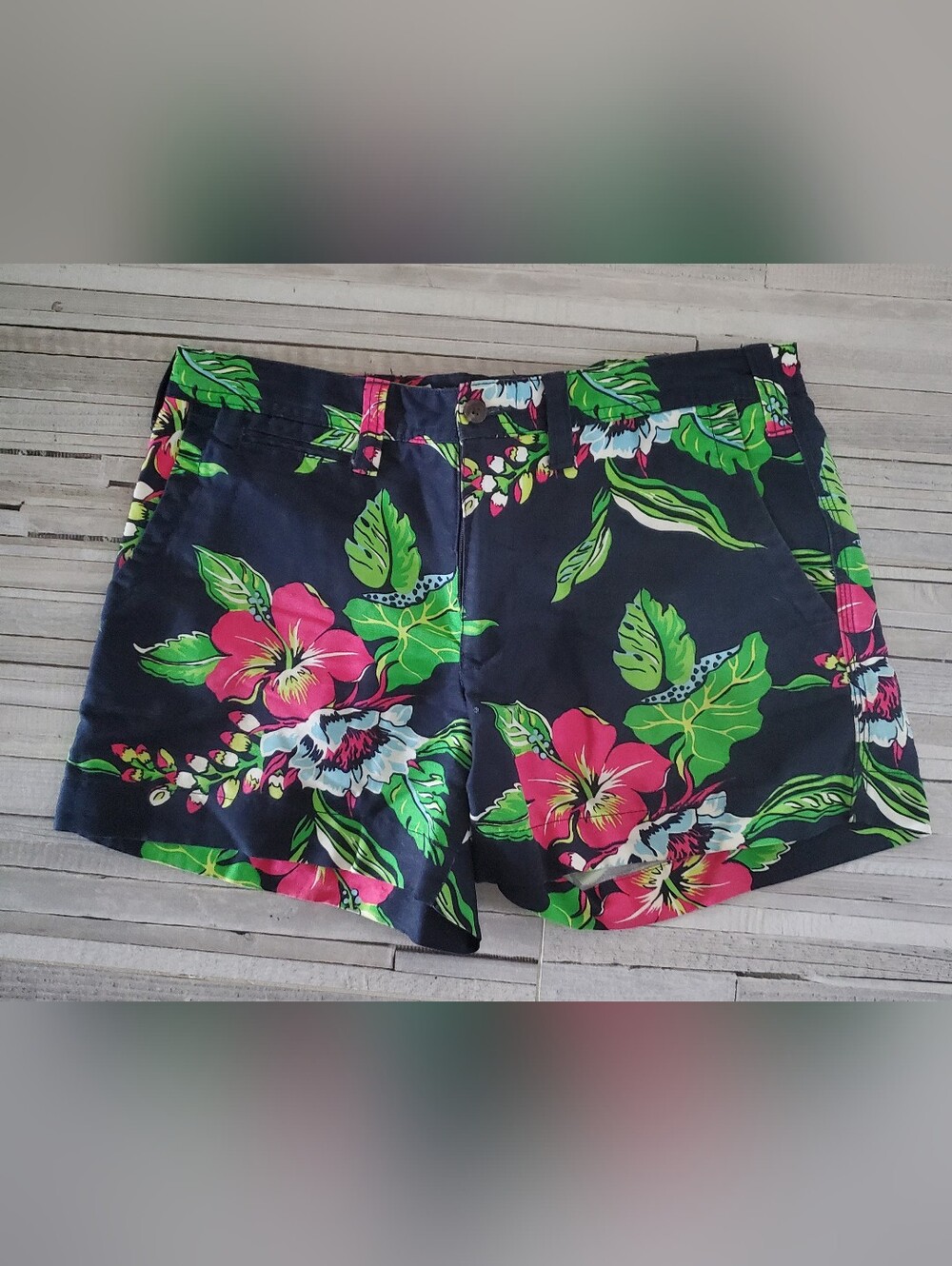 Lauren Ralph Lauren Linen Cotton Women's Hawaiian Floral Shorts Sz 6 Resortwear